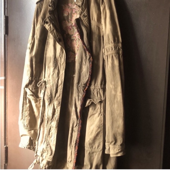 Free people] Camo Embroidered Custom dyed Oversize utility safari jacket Coat - Picture 9 of 12